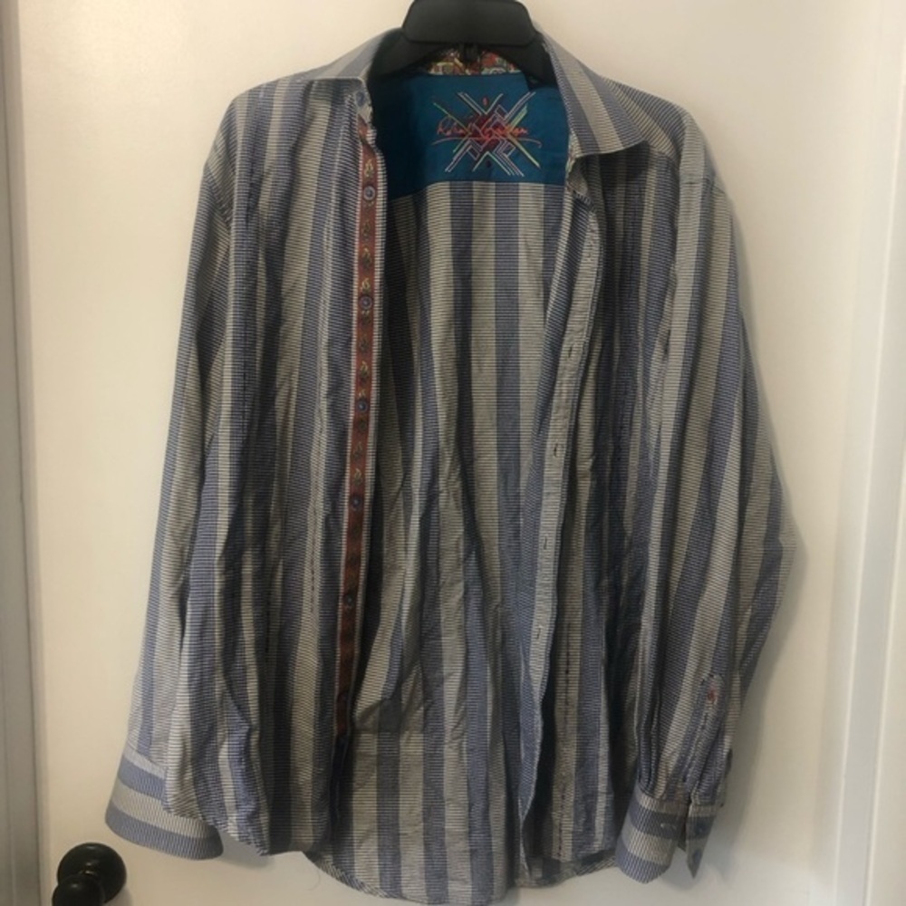 Robert Graham Classic Fit Long Sleeve Flip Cuff Button Down Shirt Large